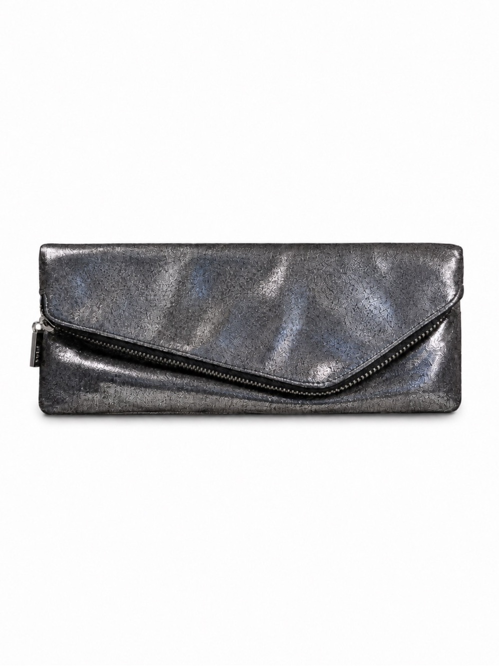 Hobo Gunmetal Leather Zip Clutch